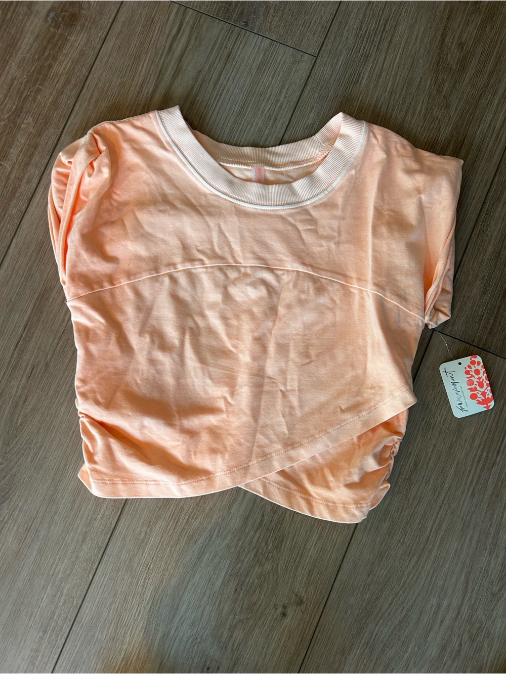 FP Movement by Free People Peach Crop Tee with Contrast Neck